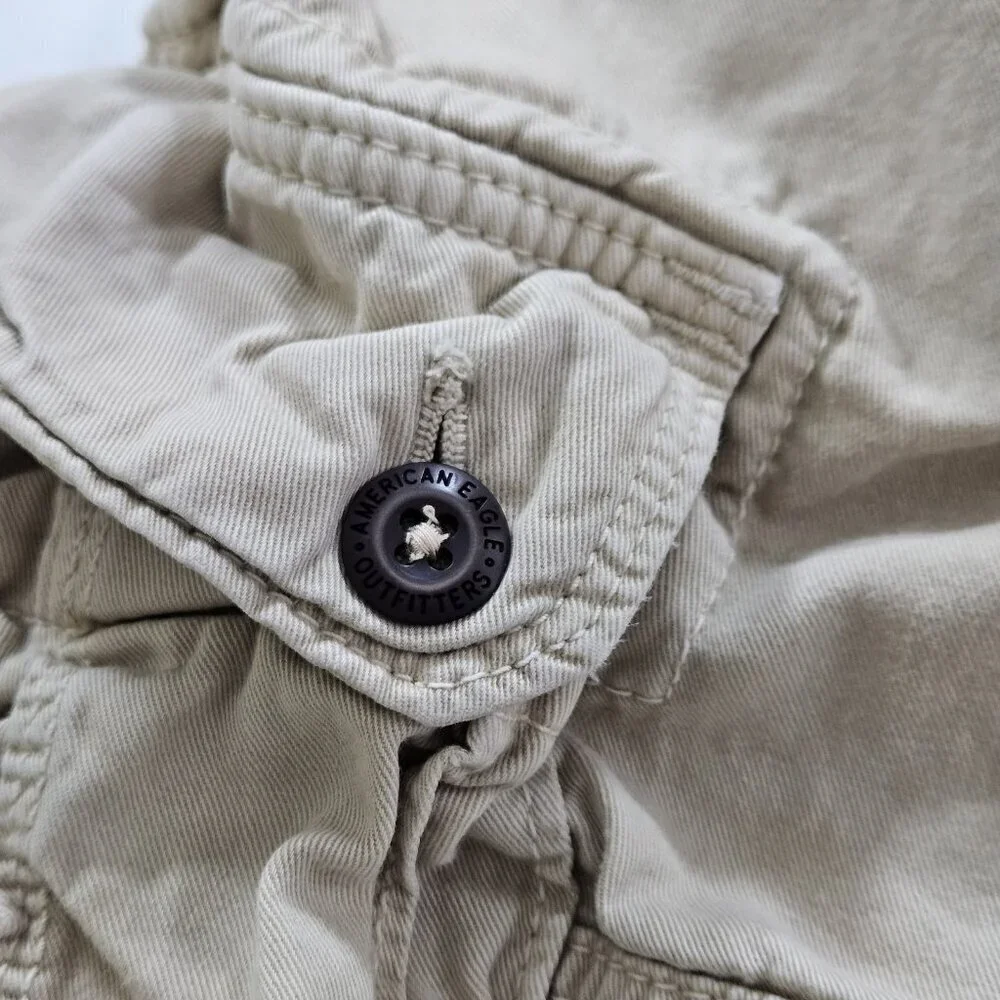 American Eagle Shorts Mens L Beige Cargo Utility Pockets Outdoor Gorpcore Grunge